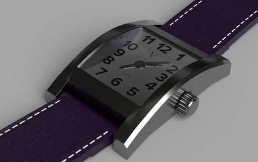 Rendu 3D d'une montre analogique